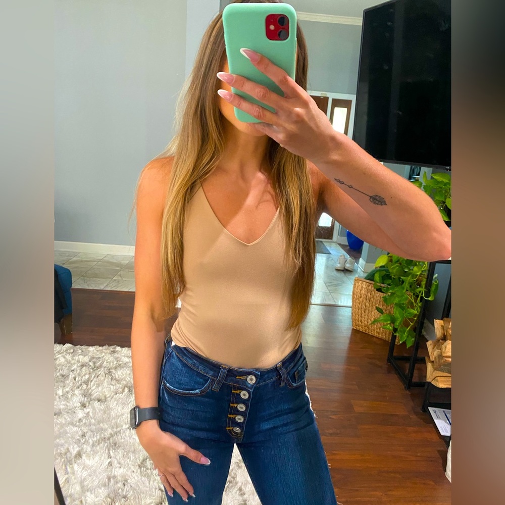 Beige strappy tank top
